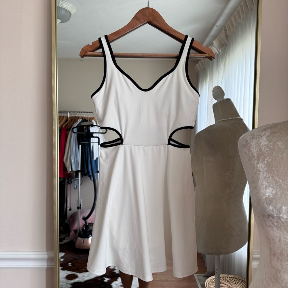 Old Navy White Mini Dress with Black Accents